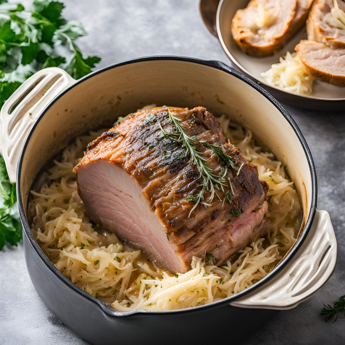 New Years Pork Roast with Spiced Honey Sauerkraut